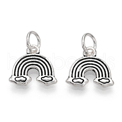 925 Sterling Silver Rainbow Charms with 925 Stamp & Jump Rings STER-T007-57AS-1