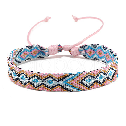 Cotton Braided Rhombus Cord Bracelet PW-WG48792-04-1