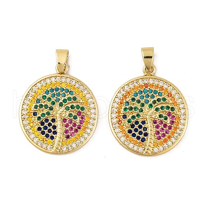 Brass Micro Pave Cubic Zirconia Pendants KK-E108-19G-1
