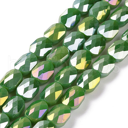Faceted Electroplated Glass Beads Strands GLAA-G092-D01-1