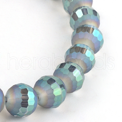 Faceted Round Electroplate Glass Bead Strands EGLA-S130-10mm-04-1