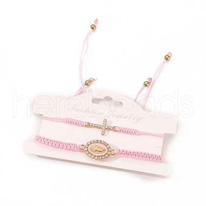 2Pcs Alloy Rhinestone Charm Bracelets for Women PW-WG418ED-02-1