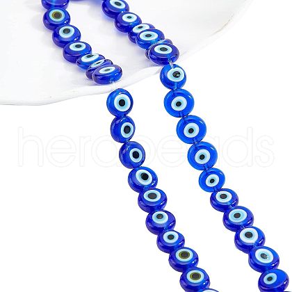  Handmade Evil Eye Lampwork Beads Strands LAMP-NB0001-60B-01-1