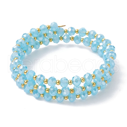 Glass Rondelle Beaded Wrap Style Bracelet BJEW-JB09965-06-1