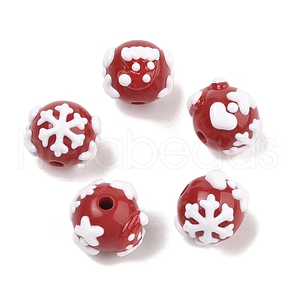 Christmas Theme Hand Drawn Acrylic with Enamel Beads MACR-C006-01C-1