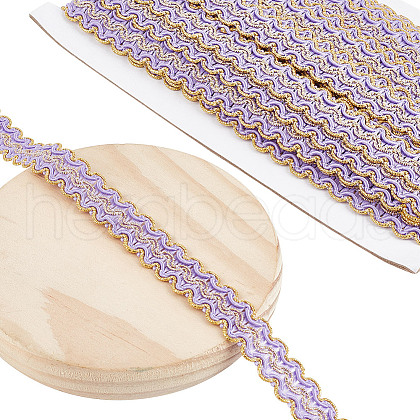 Polyester Filigree Wavy Lace Ribbon OCOR-WH0082-211B-1