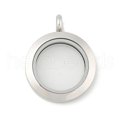 304 Stainless Steel Floating Locket Pendants STAS-E443-41P-03-1