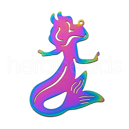 Ion Plating(IP) 201 Stainless Steel Etched Metal Embellishments Pendants STAS-G328-02I-RC-1