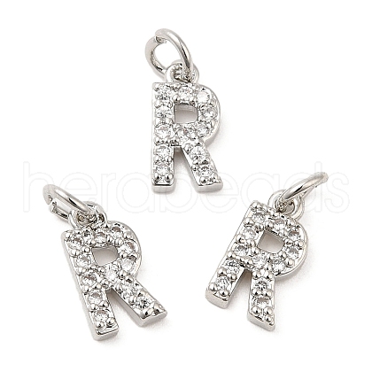 Brass Micro Pave Grade AAA Cubic Zirconia Charms ZIRC-P067-11P-R-NR-1