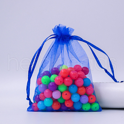 Rectangle Organza Drawstring Bags CON-PW0001-054C-02-1