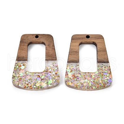 Epoxy Resin & Walnut Wood Pendants RESI-T057-13B-1