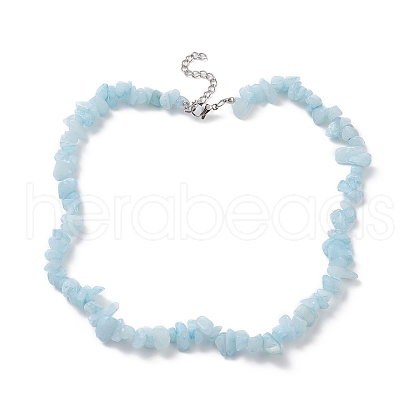 Natural White Jade Dyed Chips Beaded Necklaces NJEW-JN04275-07-1