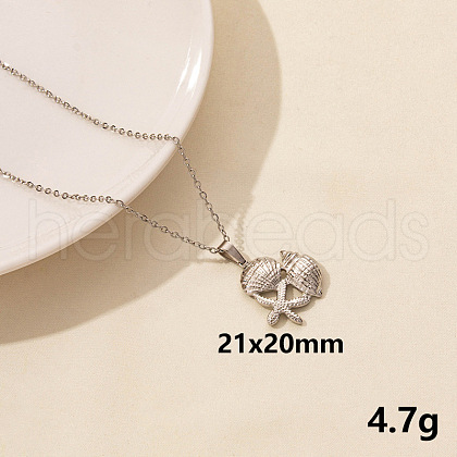 Stainless Steel Shell Pendant Necklaces for Women MD4467-3-1