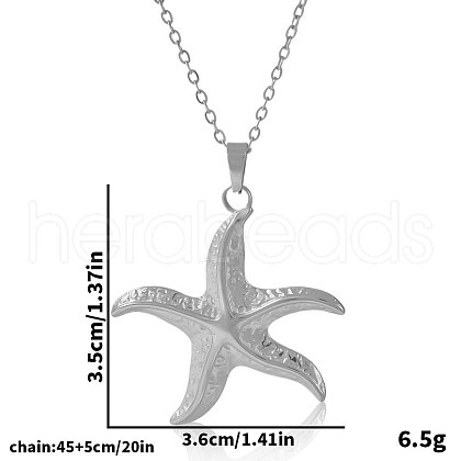 Stainless Steel Starfish Pendant Necklaces for Women KW7547-1-1