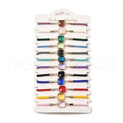 12Pcs 12 Colors Polyester Bracelets BJEW-P340-13E-G-1