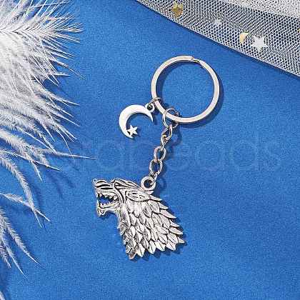 Wolf Tibetan Style Alloy Keychains KEYC-JKC01164-1