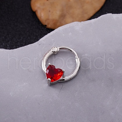 316L Stainless Steel Micro Pave Cubic Zirconia Hoop Nose Rings WG352E4-02-1