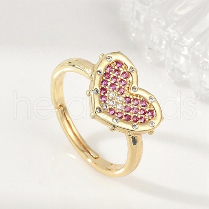 Adjustable Brass Micro Pave Cubic Zirconia Rings RJEW-S400-03G-1