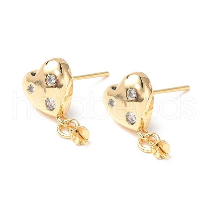Brass Clear Cubic Zirconia Stud Earring Findings KK-B063-03G-1