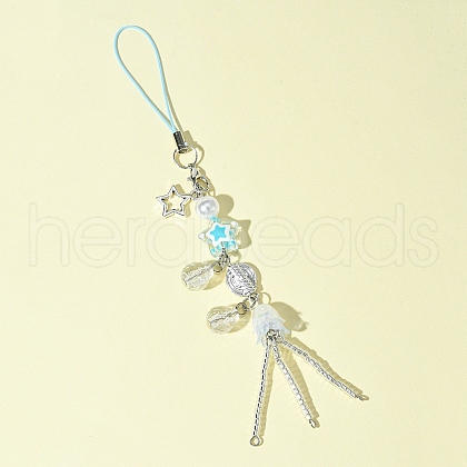 Glass & Alloy & Acrylic Mobile Straps HJEW-FS00006-1