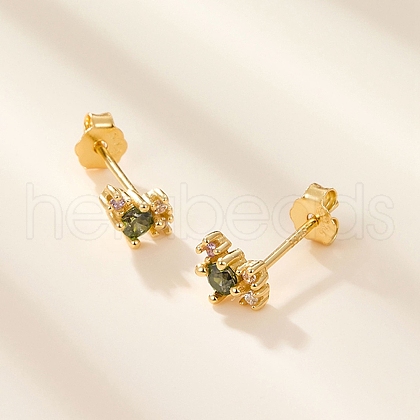 Elegant S925 Sterling Silver Stud Earrings with Rhinestone KH6473-3-1