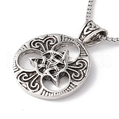 Alloy Trinity Knot Pendant Necklace with 201 Stainless Steel Box Chains NJEW-E016-05AS-1