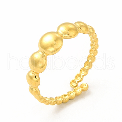 Ion Plating(IP) 304 Stainless Steel Flat Round Open Cuff Ring for Women RJEW-B027-10G-1