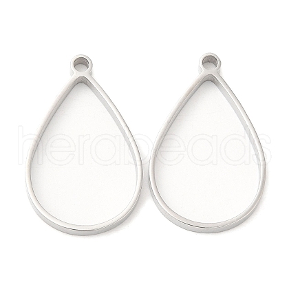 304 Stainless Steel Open Back Bezel Teardrop Pendants STAS-Z040-11B-P-1