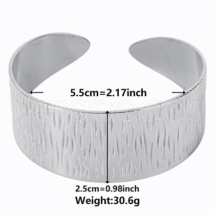 Non-Tarnish Vintage Texture 304 Stainless Steel Cuff Bangles for Women PG7009-1-1