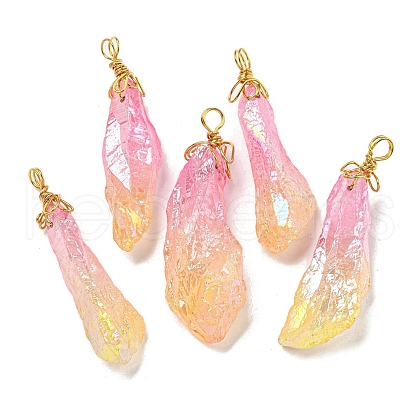 Electroplated Raw Rough Natural Quartz Crystal Big Pendants G-A229-02G-04-1