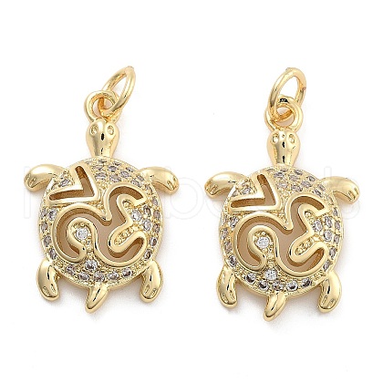 Brass Pave Clear Cubic Zirconia Pendants KK-U009-12I-G-1