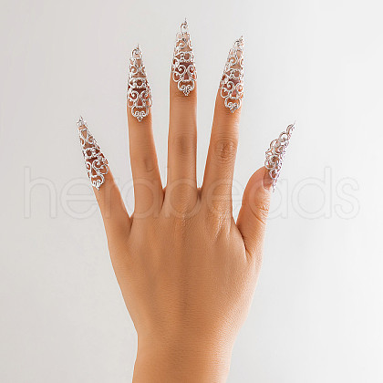 5Pcs Halloween Gothic Cone Iron Hollow Finger Protector WG5FE4C-15-1