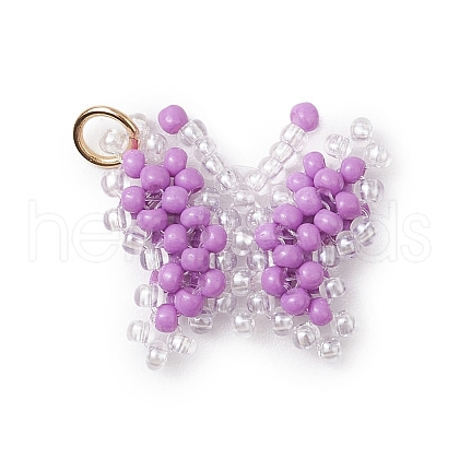 Glass Seed Beaded Butterfly Pendants PALLOY-MZ00473-05-1