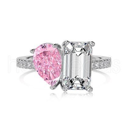 Anti-Tarnish Rhodium Plated 925 Sterling Silver Finger Ring RJEW-Z040-15P-1