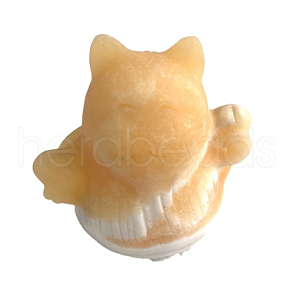 Natural Calcite Carved Healing Lucky Cat Figurines PW-WG20972-04-1