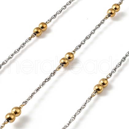 304 Stainless Steel Double Beads Cable Chains CHS-K022-01B-GP-1