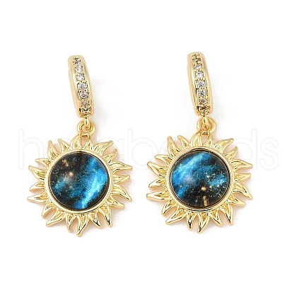 Starry Sky Style Brass Micro Pave Clear Cubic Zirconia Pendants X-KK-R213-08G-02-1