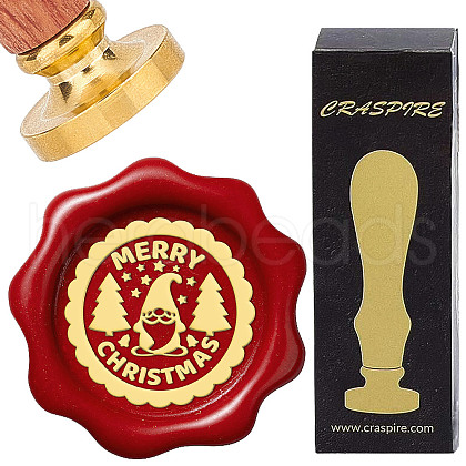 Brass Wax Seal Stamps with Wood Handle AJEW-WH0412-0146-1