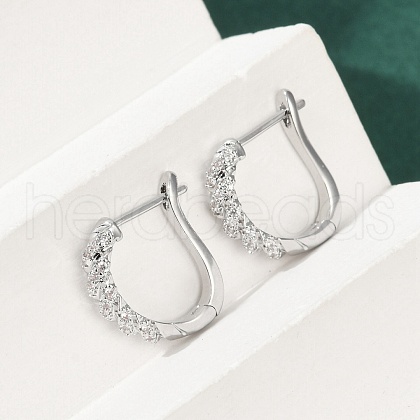 Brass Clear Cubic Zirconia Hoop Earrings EJEW-Q016-15P-1