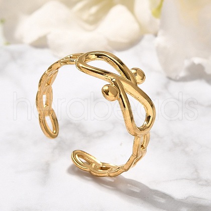 Infinity 304 Stainless Steel Open Cuff Rings for Women RJEW-M046-04G-1