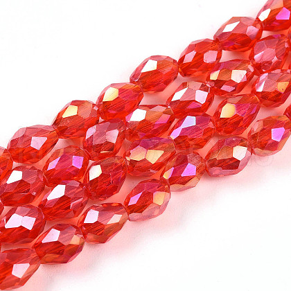 Transparent Electroplate Glass Beads Strands EGLA-N013-T6mm-B29-1