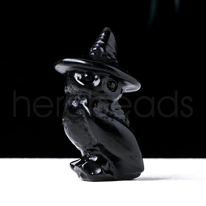 Natural Obsidian Carved Owl Figurines PW-WG0199F-03-1
