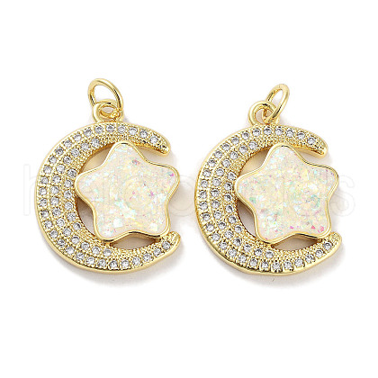 Brass Micro Pave Clear Cubic Zirconia Pendants KK-L213-046G-1