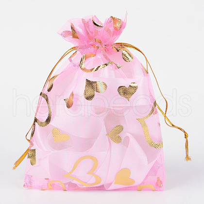 Heart Printed Organza Bags OP-R022-10x12-02-1