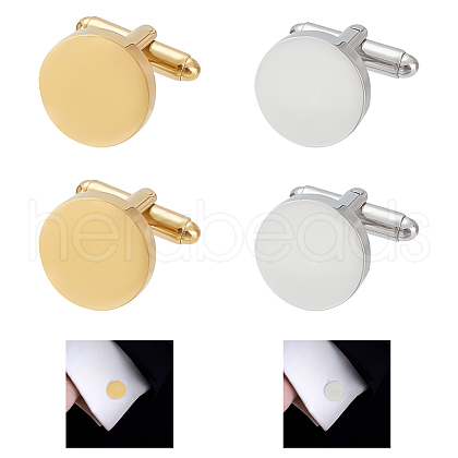 WADORN 4Pcs 2 Colors Stainless Steel Cuff Button STAS-WR0001-03-1