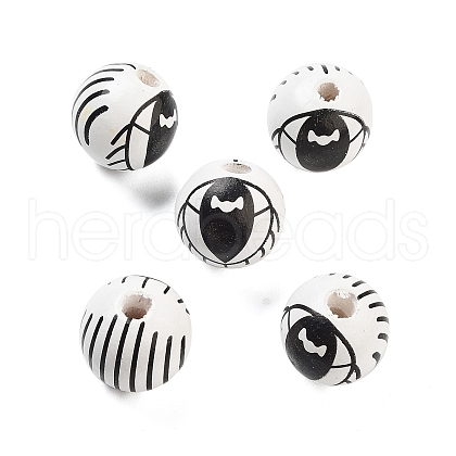 Printed Wood European Beads WOOD-G022-08A-19-1