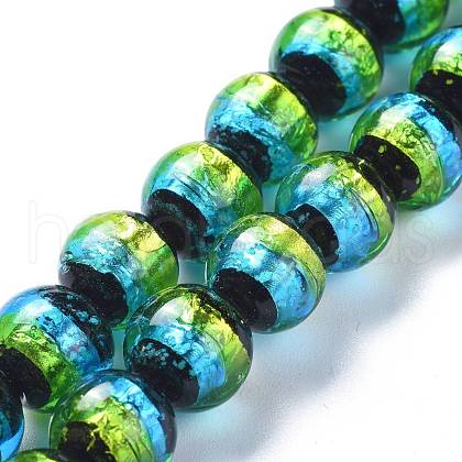 Handmade Silver Foil Lampwork Beads FOIL-K001-02B-12mm-1