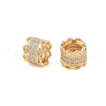 Brass Micro Pave Clear Cubic Zirconia European Beads KK-B100-010G-1