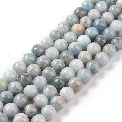 Natural Aquamarine Beads Strands G-F641-02-10mm-01A-1