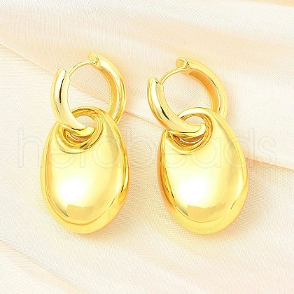 Oval Brass Hoop Earrings for Women EJEW-U057-06A-01G-1